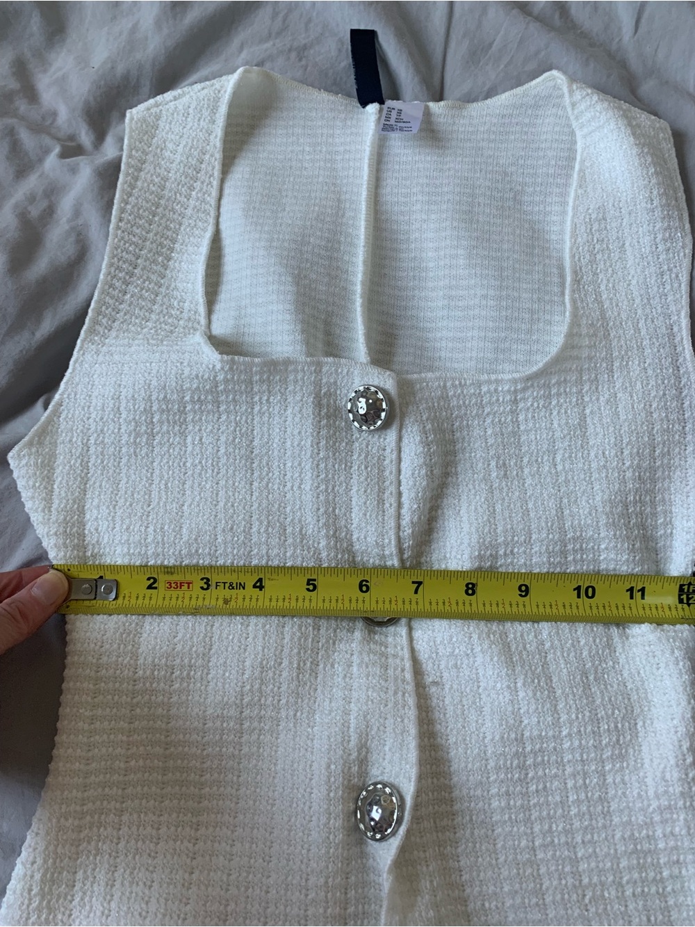 H&M White Textured Button-Front Tank - Picture 7 of 8